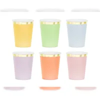 Partydeco Pappbecher 0,22 l Bunt Pastell/Gold 6 St.