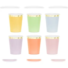 Partydeco Pappbecher 0,22 l Bunt Pastell/Gold 6 St.