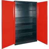 Dema - Werkzeugschrank Vollmetall Anthrazit/rot 110x192x58 Cm Werkstattschrank 4 Böden