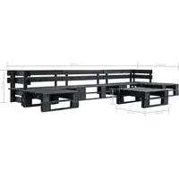 vidaXL Garten-Paletten-Sofagarnitur 6-tlg. schwarz Holz