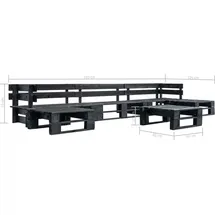 vidaXL Garten-Paletten-Sofagarnitur 6-tlg. schwarz Holz