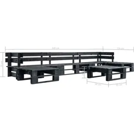 vidaXL Garten-Paletten-Sofagarnitur 6-tlg. schwarz Holz
