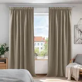 Deconovo verdunkelungsvorhänge mit Kräuselband thermovorhänge gardinen Thermovorhang Kälteschutz thermo gegen Kälte Thermogardine Hitzeschutz, 290x140cm(HöhexBreite), Taupe, 2er Set
