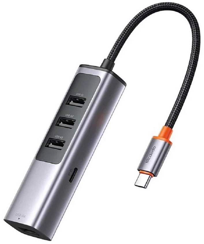 mcdodo HU-1120 5 in 1 100W PD Type C Port + 4 Port USB 3.0 USB Type C Hub Smartphone-Adapter grau