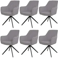 Mendler 6er-Set Esszimmerstuhl HWC-L79, Küchenstuhl Lehnstuhl Stuhl Armlehnen, drehbar