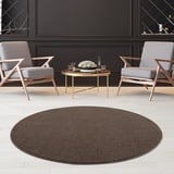 jimri Fashion4Home Teppich Wohnzimmer – Einfarbig Teppich, Uni Teppich fürs Kinderzimmer, Schlafzimmer, Arbeitszimmer, Büro, Flur und Küche - Kurzflor Teppich Braun-Taupe, Größe: 160 cm Rund