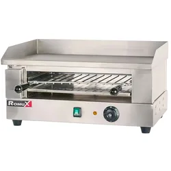 Romux® Griddle Toaster Elektrische 50 cm Tischgerät | Professioneller Grillplatte Toaster aus Edelstahl Temperatur 300°C - 2400 W