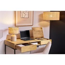miliboo Schreibtisch Industrie-Stil Mangobaum Braun