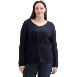 Strickpullover TOM TAILOR PLUS Gr. 54, blau (sky captain blue) Damen Pullover mit Rippstruktur