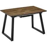 Homcom Esstisch ausziehbar rechteckig Küchentisch für 4-6 Personen aus Stahl Esszimmertisch 120/160 x 80 cm, Braun