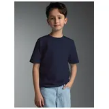 TRIGEMA T-Shirt "TRIGEMA T-Shirt aus 100% Baumwolle", Jungen, Gr. 92, blau (navy), Single Jersey, 100% Baumwolle, Basic, lang, Rundhals, Shirts T-Shirt