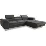Sofnet Ecksofa Divo mit Schlaffunktion, Bettkasten und Kopfteilverstellung, Federkern - 1 Stk - Grau, (Kronos 22), Ecksofa rechts, L-Form,Rechteckig, 282x204 cm, Wohnzimmer, Sofas - Couches, Wohnlandschaften, Ecksofas