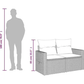 vidaXL Gartensofa 2-Sitzer Loungesofa schwarz