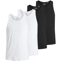 Unterhemd JACK & JONES "Unterhemd JACBASIC TANKTOP 4PK 4er Pack", Herren, Gr. XL, N-Gr, schwarz (schwarz, weiß), Obermaterial: 100% Baumwolle CO., Unterhemden Unterhemd