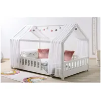 TICAA Hausbett Kim 100 x 200 cm Kiefer massiv weiß