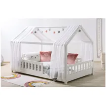 TICAA Hausbett Kim 100 x 200 cm Kiefer massiv weiß