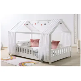 TICAA Hausbett Kim 100 x 200 cm Kiefer massiv weiß