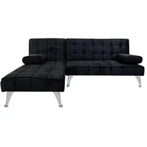 Hti-Living HTI-Living, Sofa + Bettsofa, Schlafsofa Miranda mit Chaiselongue Velvet Schwarz (2-Sitzer)