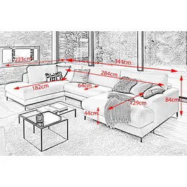 KAWOLA Wohnlandschaft Cord U-Form Grün