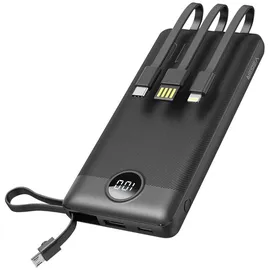 VEGER C10 10000 mAh, Lithium Polymer (LiPo), 10 000mAh (Micro + Typ C + iPhone) Ladekabel Schwarz - Schwarz