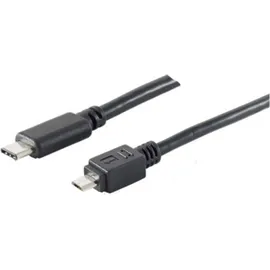 s/conn USB 2.0 Adapterkabel, USB-C Stecker  Micro-B Stecker, Schwarz - Länge: 1,0 m USB C Micro-USB B Männlich Männlich USB Kabel (1