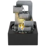 GLOBO LIGHTING Zimmerbrunnen, LED Tischbrunnen grau Wohnzimmer Dekoration Kaskade Wasserspiel-