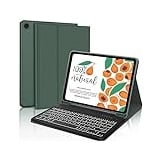 IVEOPPE Samsung Galaxy Tab S7 Fe Tastatur, Tastatur Hülle für Samsung Galaxy Tab S7FE/S7+/S8+ 12.4'', QWERTZ Kabellose Bluetooth Samsung Tab S7 Tastatur mit Schutzhülle, Dunkelgrün