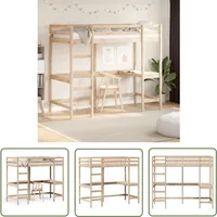 Hochbett mit Schreibtisch 90x200 cm Massivholz Kiefer - Hochbett - Jugendzimmer - Kinderschlafzimmer - Schreibtischbett - Kiefernholz - The Living