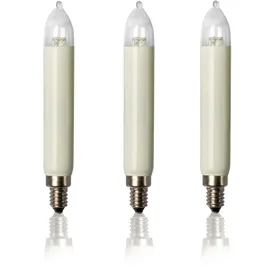 Hellum Ersatzkerzen LED 8-55V 0,1-0,3W für Lichterketten & Schwibbogen, 3 Stück Schaftkerzen E10 (ø10 mm) passend für 4-30 Brennstellen, 15 Lumen Ersatzkerzen Lichterkette, für innen & außen 955026