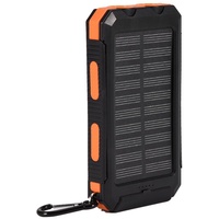 Solar Power Bank, Ladegerät aus Kunststoff + Silikon mit Power Compass für Sport für unterwegs zum Schnellladen im Freien(Black+orange)