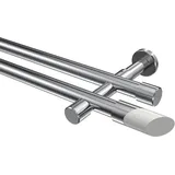 Interdeco GARDINENSTANGE Prestige Verano 480 cm (geteilt in 3 x 160 cm), 2-läufig (ohne Ringe), 20 mm Ø Chrom