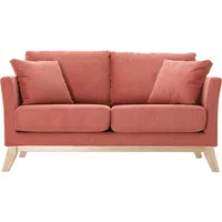 miliboo Skandinavisches 2-Sitzer-Sofa mit abnehmbarem Bezug in Terracotta mit strukturiertem Samteffekt OSLO