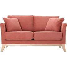 miliboo Skandinavisches 2-Sitzer-Sofa mit abnehmbarem Bezug in Terracotta mit strukturiertem Samteffekt OSLO