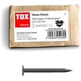 TOX Bildernagel Home Classic aus gehärtetem Stahl mit Messingkopf in recycelbarer Papierverpackung, Größe 2,0 x 20 mm, Stahlnägel für Bilder für nahezu alle Baustoffe, 20 Stk., 063600100