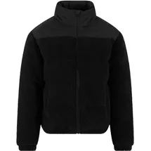 URBAN CLASSICS Fabric Mix Teddy Puffer Jacket - schwarz M