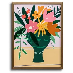 Wandbild 32 x 42 cm Blumenvase Kunststoff Bunt