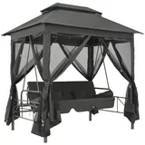 vidaXL Gartenschaukel mit Bettfunktion und Dach 220×160×240 cm Stahl