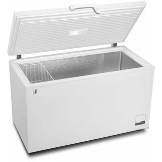 METRO Professional Gefriertruhe GHF2400, 400 L, 130 W, Tiefkühltruhe, 1 Korb, Türschloss, Temperaturalarm, Rollen, Weiß