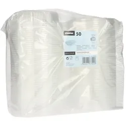 Starpak 50 Verpackungsbecher mit Klappdeckeln, PP 8-eckig 250 ml 2,8 cm x 11 cm x 11 cm transparent