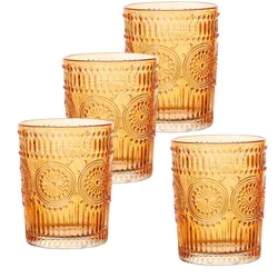 MARELIDA Trinkgläser orange 280ml Wasergläser Saftgläser Vintage Retro Boho 4 Stück