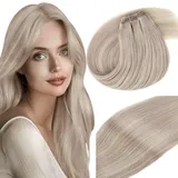 Vivien Echthaar Tressen Extensions Blond Extensions Tressen Echthaar Remy Tressen Echthaar Extensions Haarverlängerung Aschblond Mix Bleichblond 18Zoll/45cm 100g #P18/613
