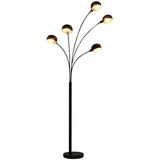 vidaXL Stehlampe Stehleuchte Standleuchte Leselampe Leseleuchte Bodenlampe Wohnzimmerlampe Bogenlampe Bogenleuchte 200cm 5xE14 Schwarz Golden