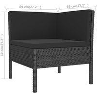 vidaXL Polyrattan Lounge-Set 8-tlg. schwarz inkl. Auflagen 3094457