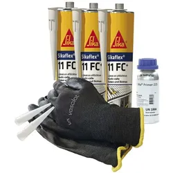 Sikaflex 11FC schwarz, weiss, grau mit Primer für Holz Verklebung & Abdichtung - 11FC weiß mit Primer