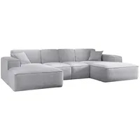 kaiser möbel Ecksofa, Eckcouch U form, Wohnzimmer Couch Large 342cm SIENA stoff Poso Grau - Grau