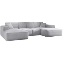 kaiser möbel Ecksofa, Eckcouch U form, Wohnzimmer Couch Large 342cm SIENA stoff Poso Grau - Grau