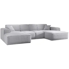 kaiser möbel Ecksofa, Eckcouch U form, Wohnzimmer Couch Large 342cm SIENA stoff Poso Grau - Grau