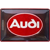 Nostalgic-Art Retro Blechschild, 20 x 30 cm, Audi – Logo Red Shine – Geschenk-Idee für Audi-Zubehör Fans, aus Metall, Vintage Design
