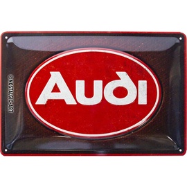 Nostalgic-Art Retro Blechschild, 20 x 30 cm, Audi – Logo Red Shine – Geschenk-Idee für Audi-Zubehör Fans, aus Metall, Vintage Design