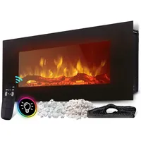 Heidenfeld Elektrokamin Kamin Heizung Wandkamin HF-WK300 750/1500 Watt inkl. 3 J. Garantie, 3D Flammen - 10 wählbare LED Farben - Fernbedienung - Elektroheizung schwarz Ø 139.3 cm x 128 cm x 55 cm x 14 cm